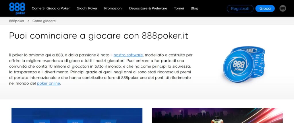 888 poker come giocare