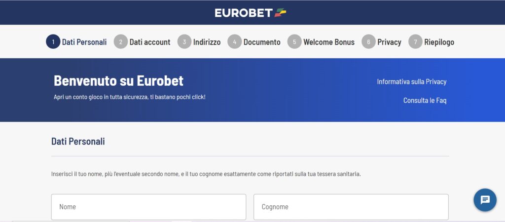 registrazione eurobet