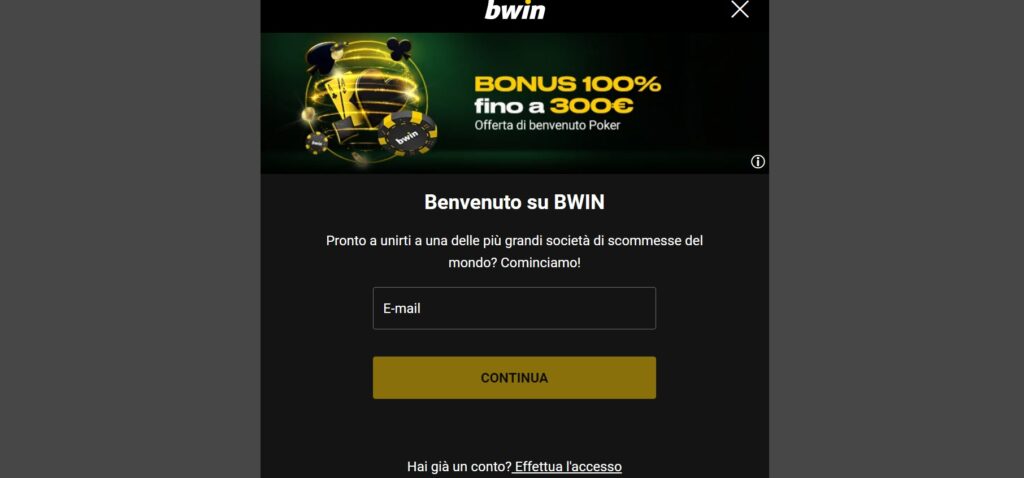 registrazione bwin