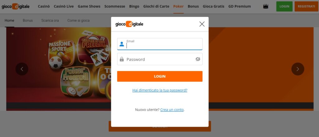 login gioco digitale